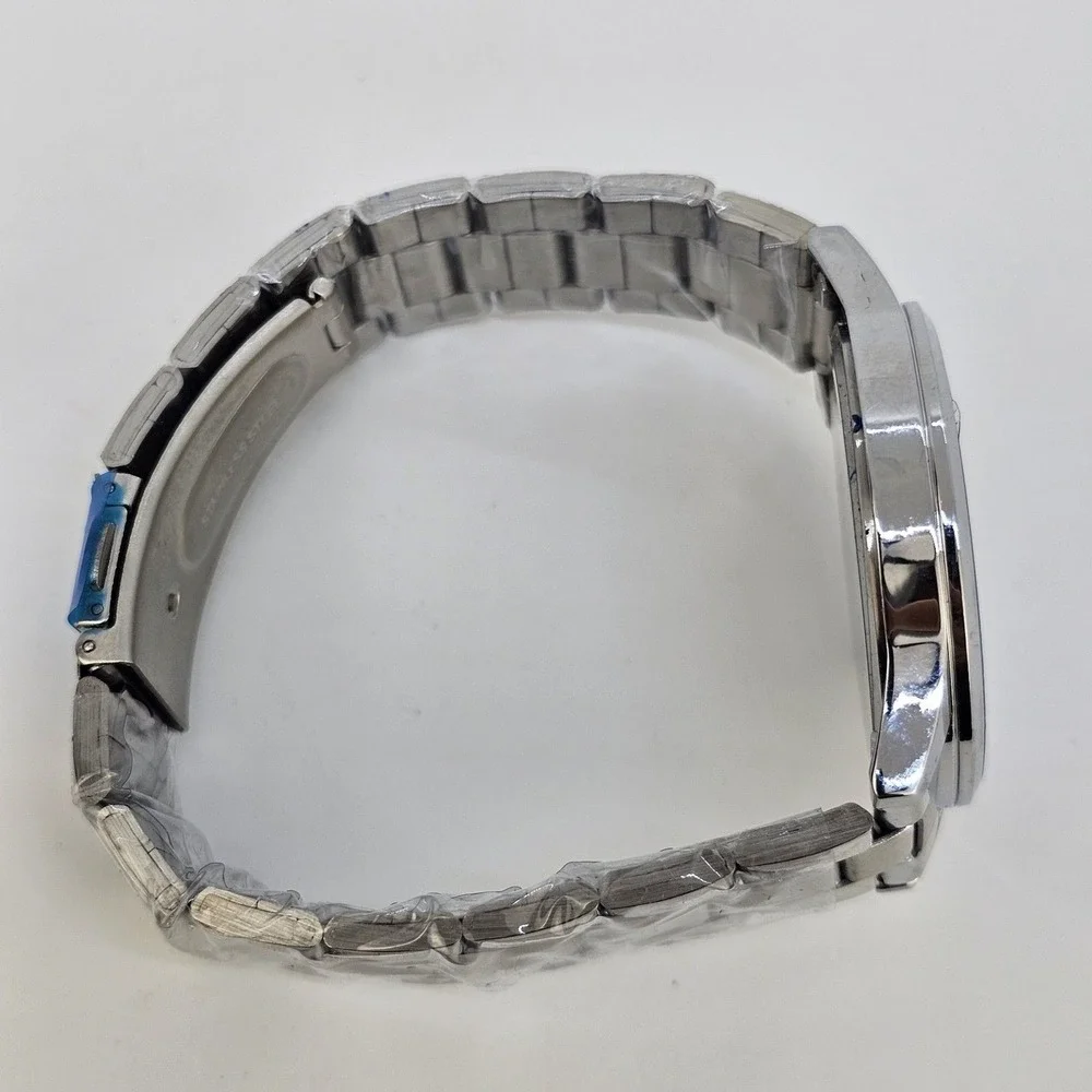 PX Men's Watch 40mm Large Gray Case Black Dial Gray Bracelet Band 7